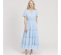Finery London Juniper 100% Cotton Voile Tiered Dress Standard NAVY SIZE 12