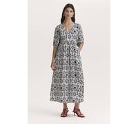 Finery London Katie Printed Linen Blend Midi Dress In Natural White Natural White 20