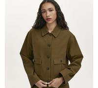 Finery London Kelsie Cotton Canvas Button Up Jacket BLACK SIZE 10