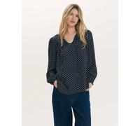Finery London Kiya Crepe Spot Print Tie Neck Blouse Navy Mix