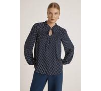 Finery London Kiya Polka Dot Tie Neck Blouse In Mid Navy Mid Navy