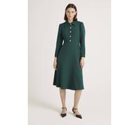 Finery London Lucia Crepe Collared Midi Dress In Bottle Green Bottle Green