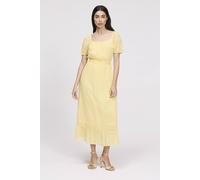 Finery London Mandy Cotton Voile Midi Dress In Lemon Lemon