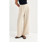 Finery London Mara Short Stripe Wide Leg Trouser In Light Beige Light Beige