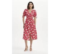 Finery London Margot Button Petite Fit Midi Dress In Red Red