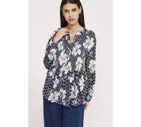 Finery London Martha Printed Shirred Blouse In Dark Navy Dark Navy