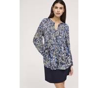 Finery London Martha Printed Shirred Blouse In Navy Navy