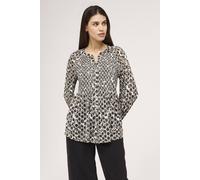 Finery London Martha Printed Shirred Blouse In Olive Olive