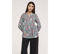 Finery London Martha Printed Shirred Blouse In Turquoise Turquoise