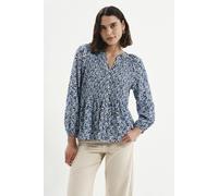 Finery London Martha Shirred Blouse In Mid Blue Mid Blue