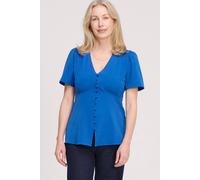 Finery London Maryam V-Neck Button Through Blouse In Cobalt Cobalt