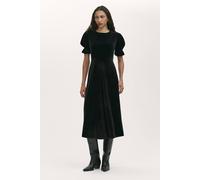 Finery London Mela Velvet Midi Tea Dress In True Black True Black