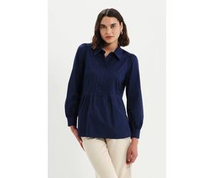 Finery London Mimi Cotton Rich Collared Shirt In Dark Navy Dark Navy