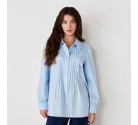 Finery London Mimi Cotton Stretch Shirt with Pleat Details BLACK SIZE 10