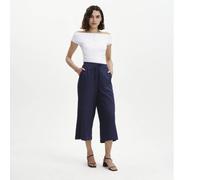 Finery London Nyla Cotton Blend Seersucker Cropped Trouser Standard... BLUE SIZE 10