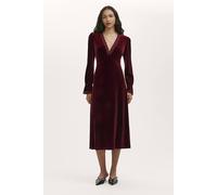 Finery London Petite Louise Velvet V-Neck Midi Dress In Wine Wine