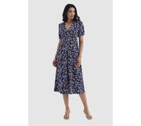 Finery London Petite Robyn Button Through Midi Dress In Dark Navy Dark Navy