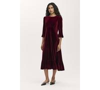 Finery London Petite Scarlett Velvet Midi Tea Dress In Maroon Maroon