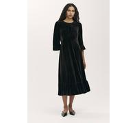 Finery London Petite Scarlett Velvet Midi Tea Dress In True Black True Black