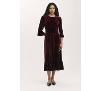 Finery London Petite Scarlett Velvet Midi Tea Dress In Wine Wine