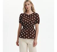 Finery London Raya Cotton Poplin Puff Sleeve Top BLACK SPOT SIZE 10