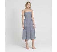 Finery London Romina Cotton Navy Gingham Dress Petite SIZE 10
