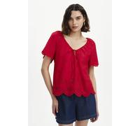 Finery London Ruthie Embroidered Cotton Drawstring Top Red