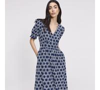 Finery London Samantha Spot Print Button Through Dress Petite NAVY SPOT SIZE 12