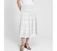 Finery London Siobhan 100% Cotton Broderie Tiered Midi Skirt NAVY SIZE 10