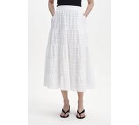 Finery London Siobhan Broderie Tiered Midi Skirt In White White
