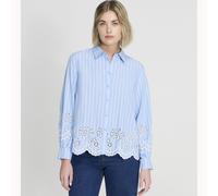 Finery London Sydnee 100% Cotton Stripe & Broderie Detail Blouse BLUE STRIPE SIZE 10