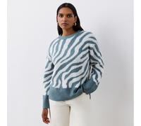 Finery London Tully Wool Mix Printed Stretch Knit Jumper DUCK EGG SIZE 10