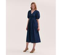 Finery London Una Cotton Broderies Lace Dress NAVY SIZE 10