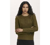 Finery London Valerie Round Neck Knitted Sweater In Dark Olive