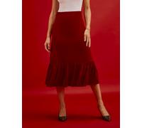 Finery London Velvet Midi Tiered Skirt Red