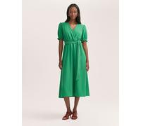 Finery London Women's Crepe V-Neck Tie Waist Midi Wrap Dress - 16 - Green, Green,Black