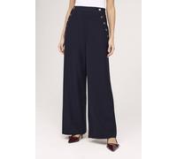 Finery London Women's Nellie Short Twill Wide Leg Trouser in Dark Navy | Size: 16 Finery London Dark Navy 16