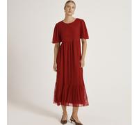 Finery London Yasmine Mesh Stretch Jersery Tiered Midi Dress PURPLE SIZE 10