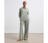 Finery Millie Linen Viscose Print Button Up Shirt GREEN IKAT SIZE 16