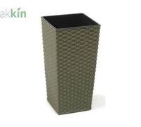 Finesse Eco Rattan Effect Planter Tall Square 19Cm - Forest Green