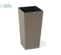 Finesse Eco Rattan Effect Planter Tall Square 19Cm - Grey