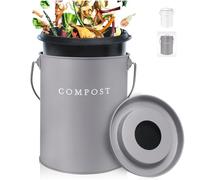 FINESSY Indoor Compost Bin Kitchen Odorless with Lid for Composting Food Waste Bucket for Counters, Stainless Steel Kitchen Compost Bin Countertop Trash Can, Indoor Food Composter Recycler Container