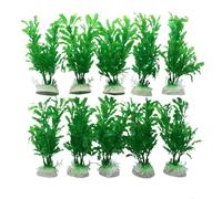 Finest-Filters 10 Pack Aquarium Fish Tank 8" Plastic Plants for Aquarium Decoration Decor in Multiple Plant Styles & Vibrant Colour Plants For Freshwater & Marine Aquariums (Dark Green)