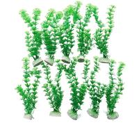 Finest-Filters 10 Pack Aquarium Fish Tank 8" Plastic Plants for Aquarium Decoration Decor in Multiple Plant Styles & Vibrant Colour Plants For Freshwater & Marine Aquariums (Light Green)