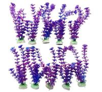 Finest-Filters 10 Pack Aquarium Fish Tank 8" Plastic Plants for Aquarium Decoration Decor in Multiple Plant Styles & Vibrant Colour Plants For Freshwater & Marine Aquariums (Purple Fern Type)