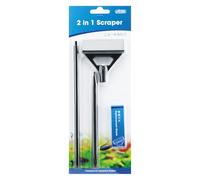 Finest-Filters 2-in-1 Aquarium Algae Scraper - Glass & Acrylic Safe - Extendable Handle with Rubber Blade - Anti-Corrosion Aluminum - For Freshwater & Marine Tanks - 41.2cm