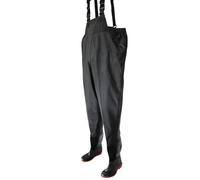 Finest-Filters Black Pond Chest Waders With Boots Waterproof PVC Adjustable Suspenders UK Sizes 6-11 For Men Women Unisex Fishing Angling Koi Pond Waders (UK Shoe Size 6)
