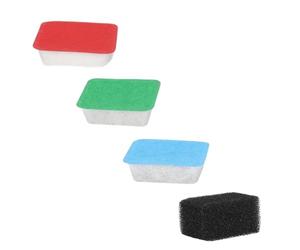 Finest-Filters Cartridges Compatible with Ciano Full Set Water Clear & Protect/Stop Alage/Bio Bact CF80 Aquarium Filter Media - Medium Cartridge (1x Red, 1x Green, 1 x Blue) and 1 x Foam Filter M