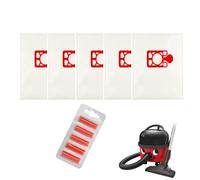 Finest-Filters Compatible Cylinder Vacuum Bags for 9L Henry, Hetty, James & Harry, Ultra 5-Layer Synthetic Microfibre High-Filtration Dust Bags -5 Bags + Fresh Sticks