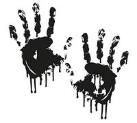 Finest Folia 2 x Black Bloody Hands Car Windshield Sticker Decal 22cm K029